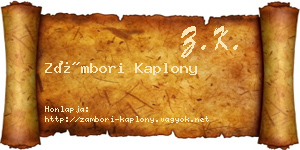 Zámbori Kaplony névjegykártya